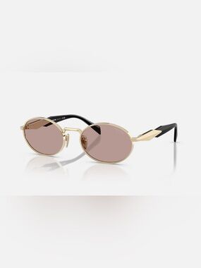 Prada PR65ZS Gold Frame Sunglasses with Rose-Tinted Lenses